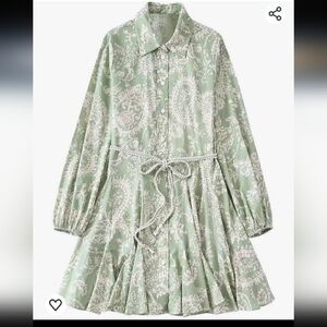 NWOT Zara Vintage Bobo Style Paisley Drop Waist Ruffle Dress Sz S